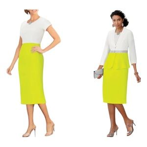 Midnight Velvet Lime White Rhinestone Peplum Formal Cocktail Jacket Dress Suit